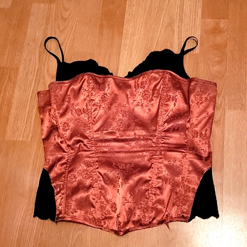 Vintage Frederick’s of Hollywood Gothic Spice Floral Blk Lace Corset Top Size 36